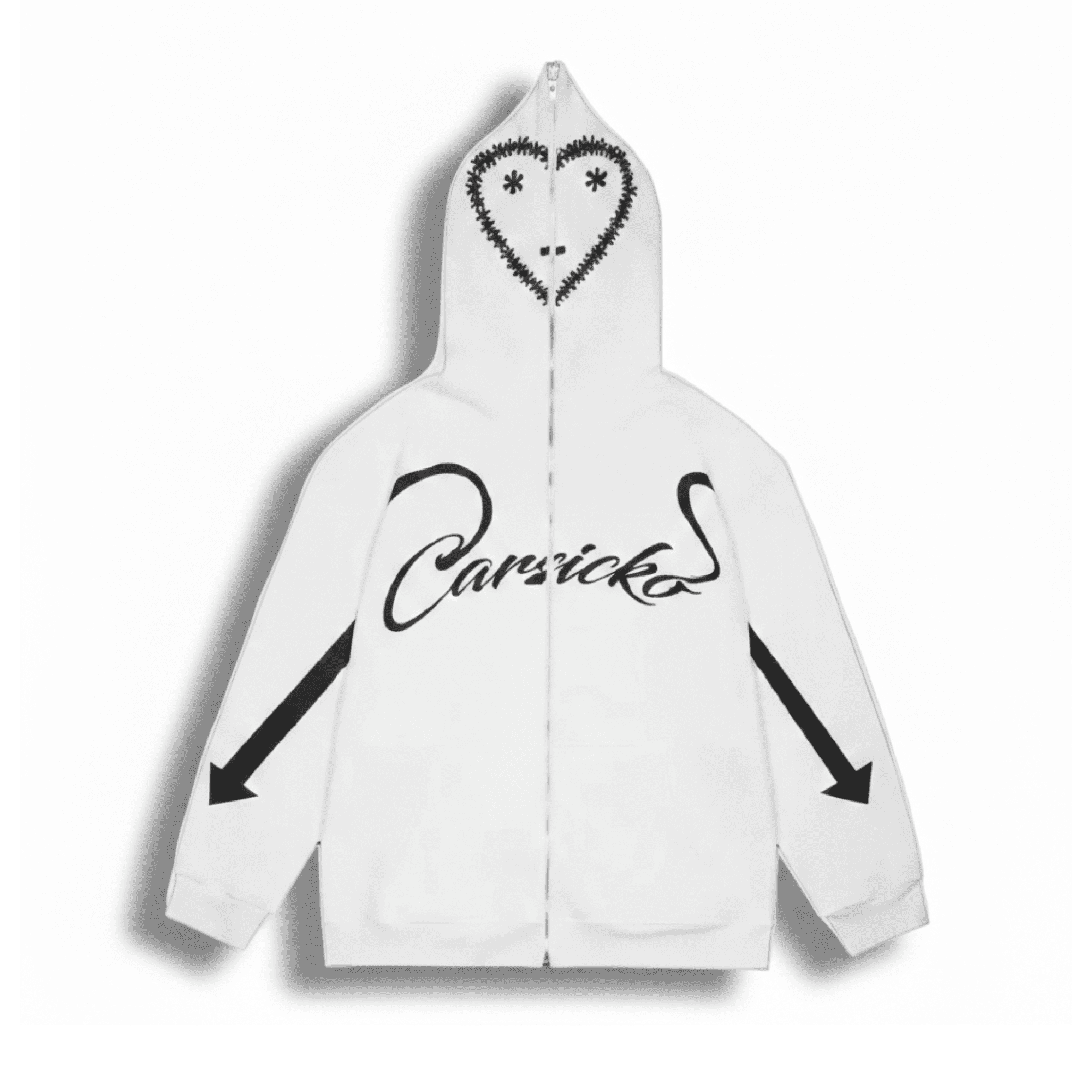 Carsicko Full Zip White Hoodie Carsicko Full Zip White Hoodie